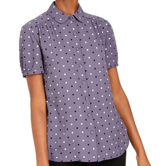 Anne Klein Tops - NWT Anne Klein Purple Polka Dot Peter Pan Blouse